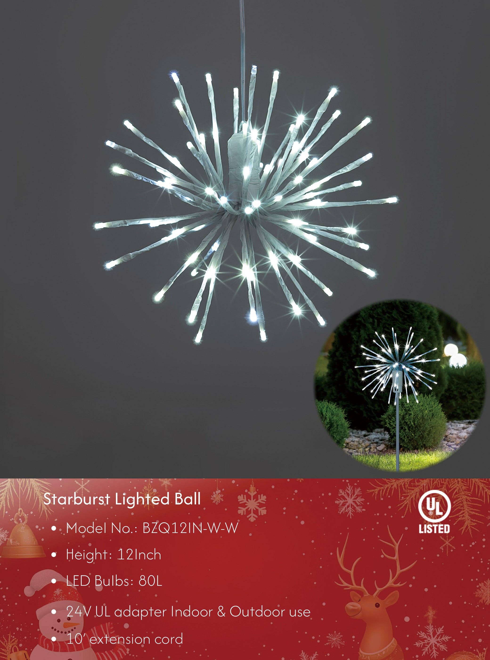 LIGHTSHARE - Wholesale Outdoor/Lawn Light - Starburst Light Lighted Ball LED Firework Lights White Twink0
