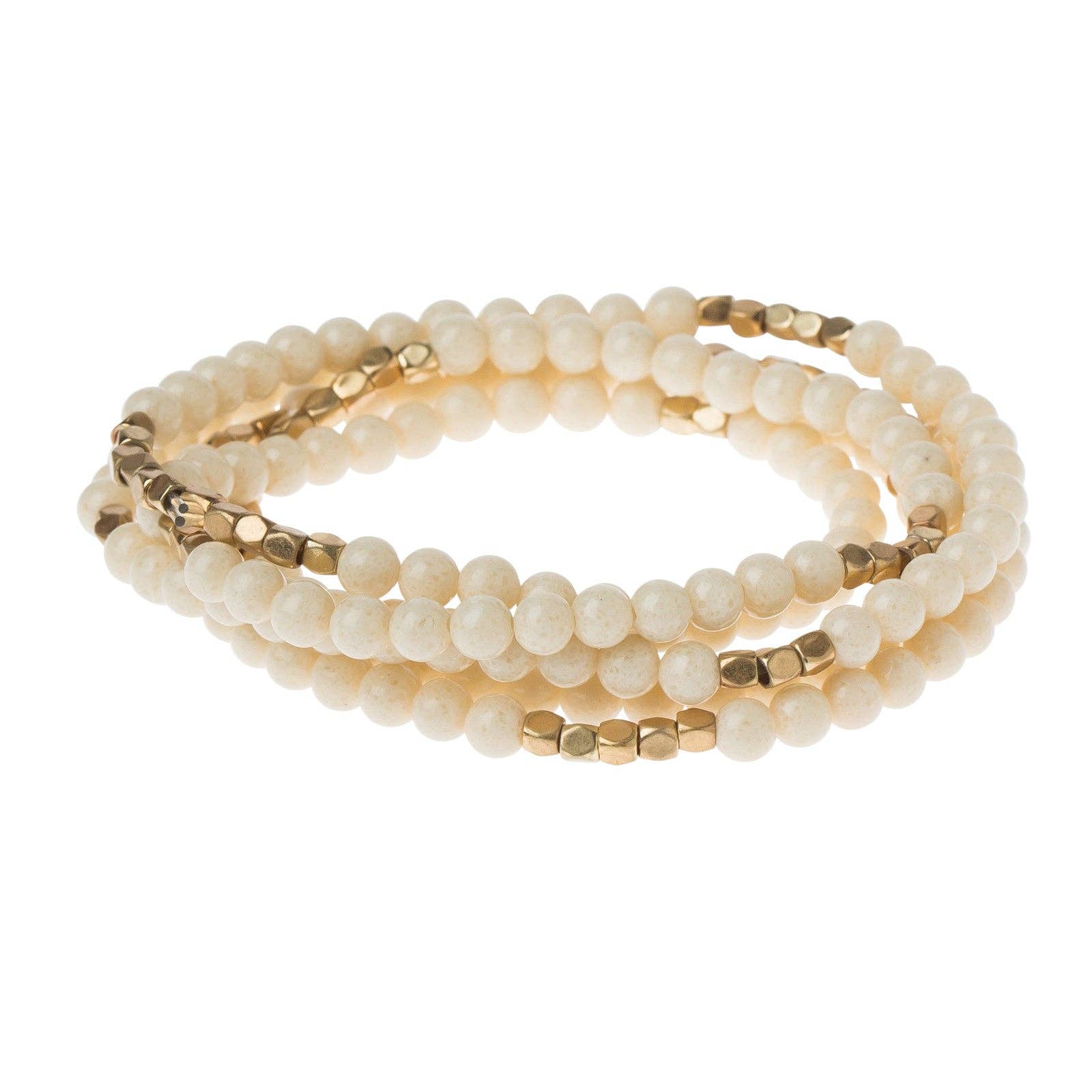Scout Curated Wears - Wholesale Beaded Bracelet - Stone Wrap: White Fossil Jasper - The Supreme Nurturer1
