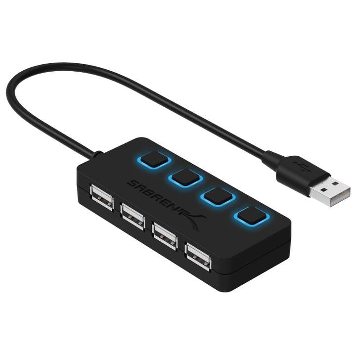 Sabrent 4-Port USB Hub with Individual LED lit Power Switches for wholesale by Sabrent