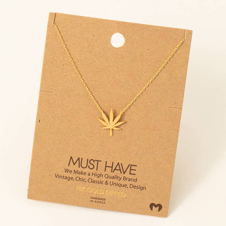 Fame Accessories - Wholesale Pendant/Charm Necklace - Cannabis Leaf Pendant Necklace