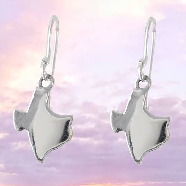 Paradise Treasures Jewelry – Engroshandel Hængeøreringe og creoløreringe – Texas kort øreringe, Sterling sølv kort over Texas dangle øreringe, E9456 fødselsdagsgave til mor, Texansk smykke