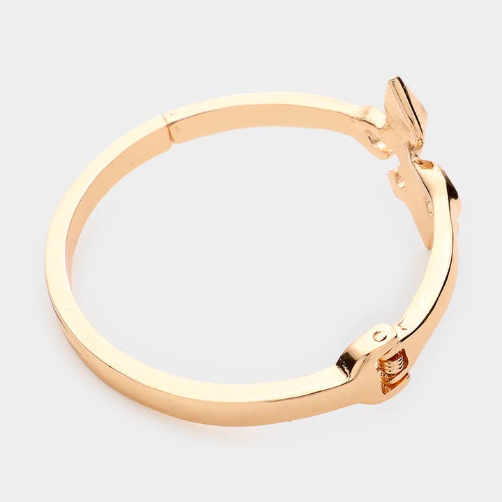 Sensibling Corp. - Wholesale Bangle Bracelet - Rhinestone Embellished Metal Fleur de Lis Hinged Bracelet1