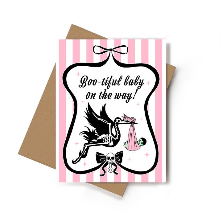 Boo-tiful Baby Girl – Baby Shower Cards (6-Pack) for wholesale by Spooky Glam Paper