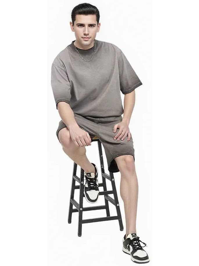 Royal Threads - Wholesale Lounge Set - Men's - Men Acid Wash Short SetÂ