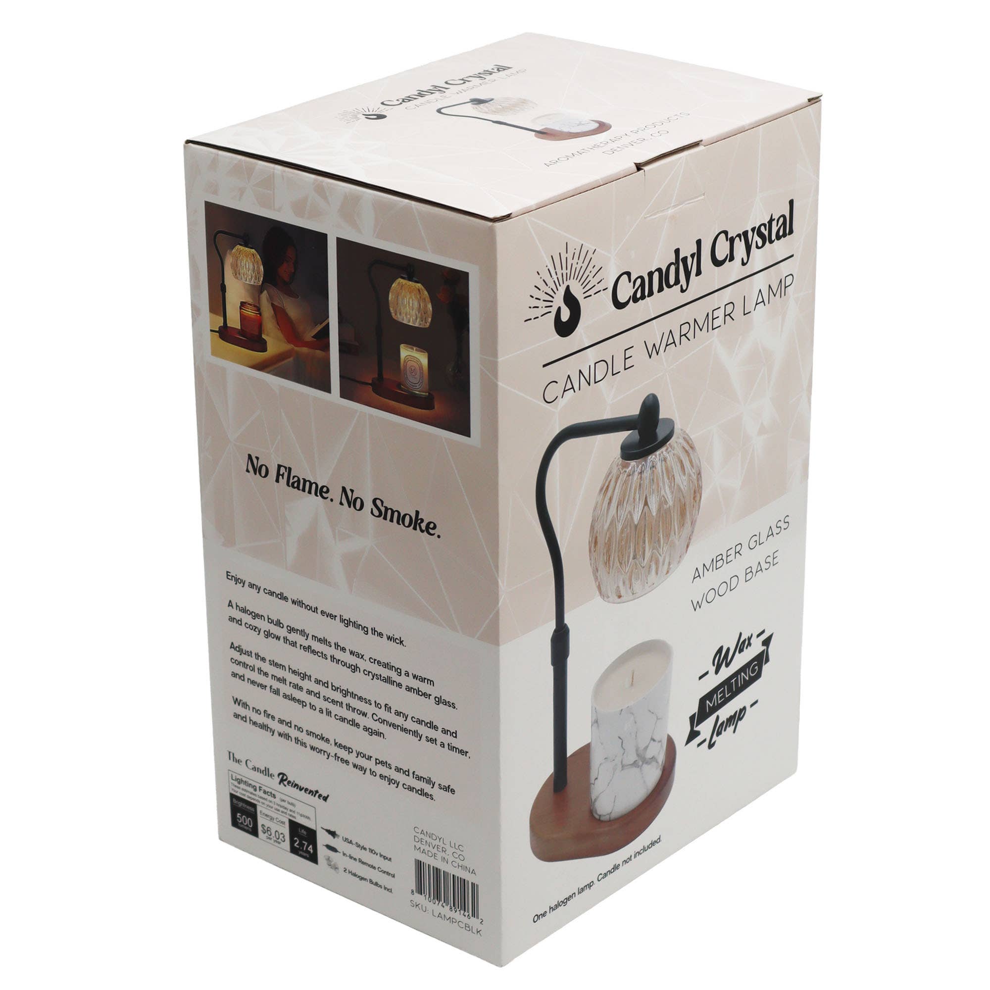 Candyl - Vente Chauffe-cire - Lampe chauffe-bougies, verre de cristal et base en bois, noire9