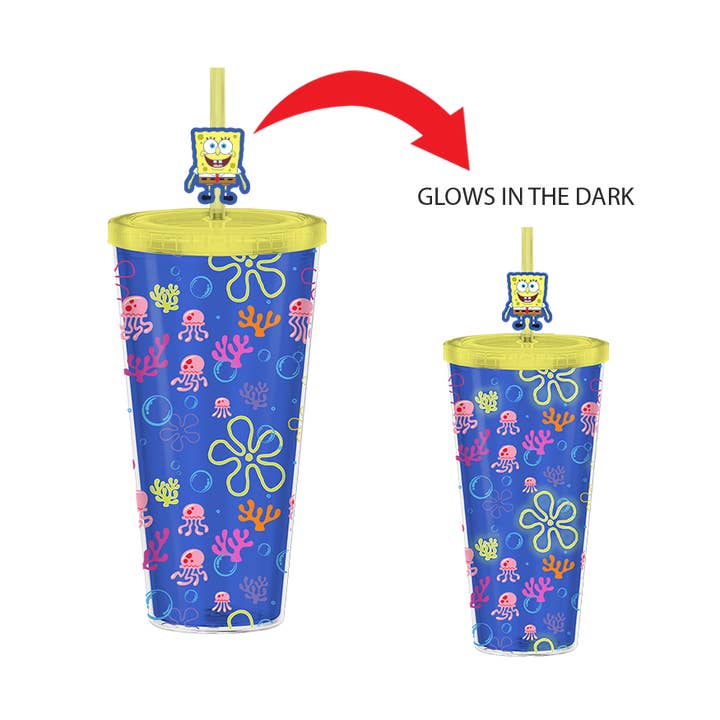SpongeBob SquarePants Glow in the Dark 24oz Plastic Cold Cup for wholesale by Silver Buffalo
