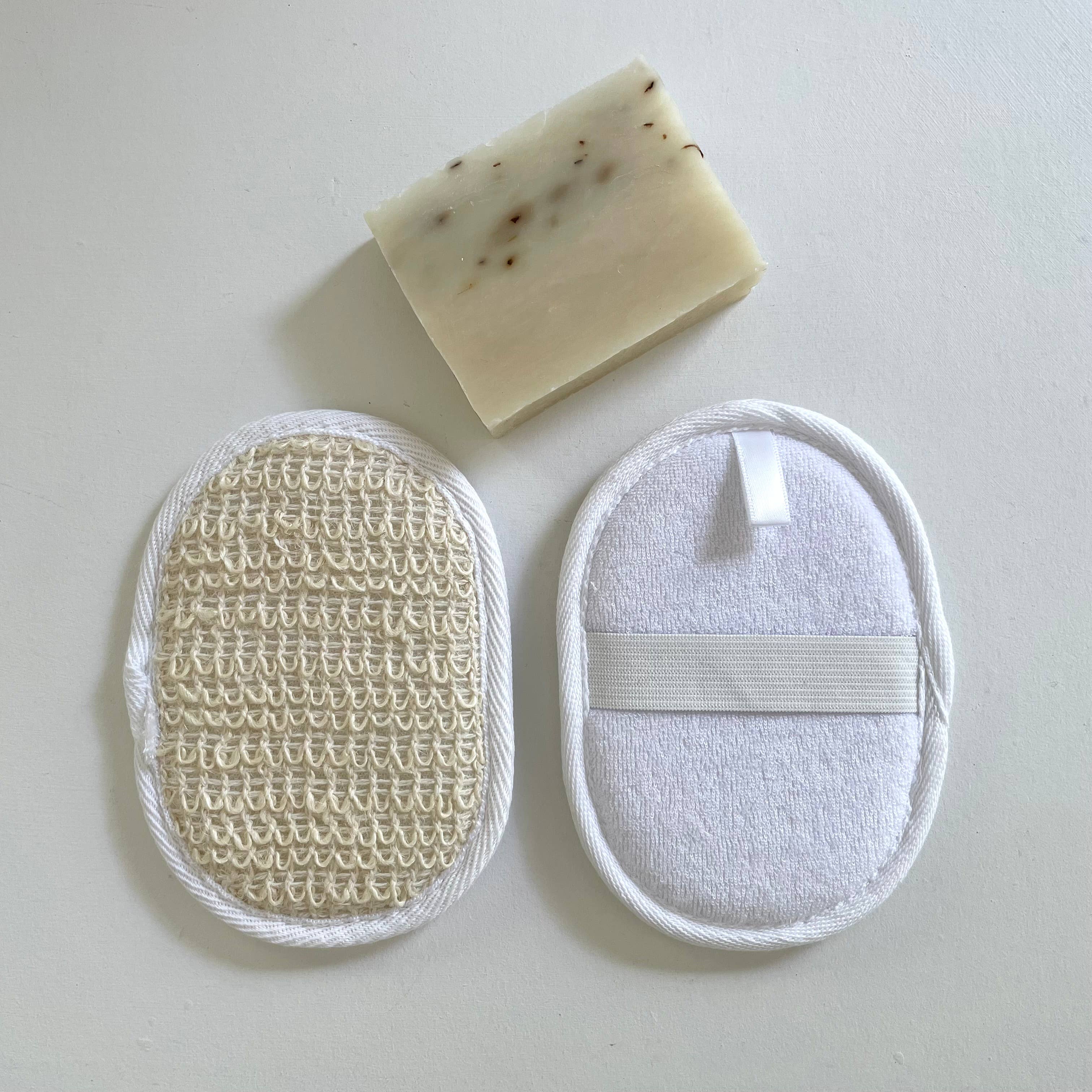 fort & field - Wholesale Bath Pouf/Sponge - Ramie and terry cloth oval loofah bath sponge0