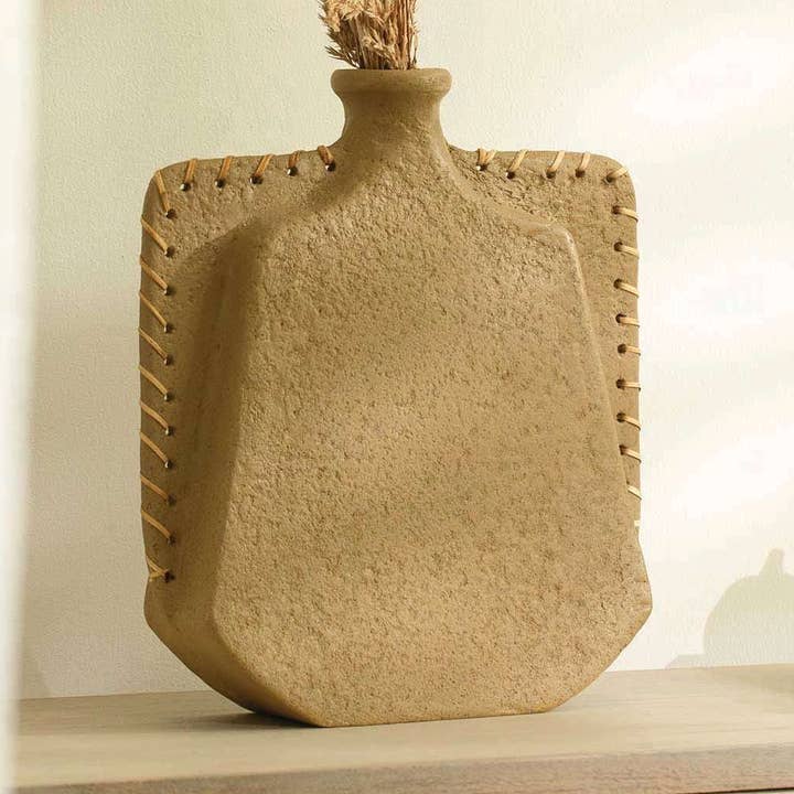 Niraan Vaso Ecomix Pequeno Feito à Mão com Detalhe em Cana por atacado de Expo Bazaar