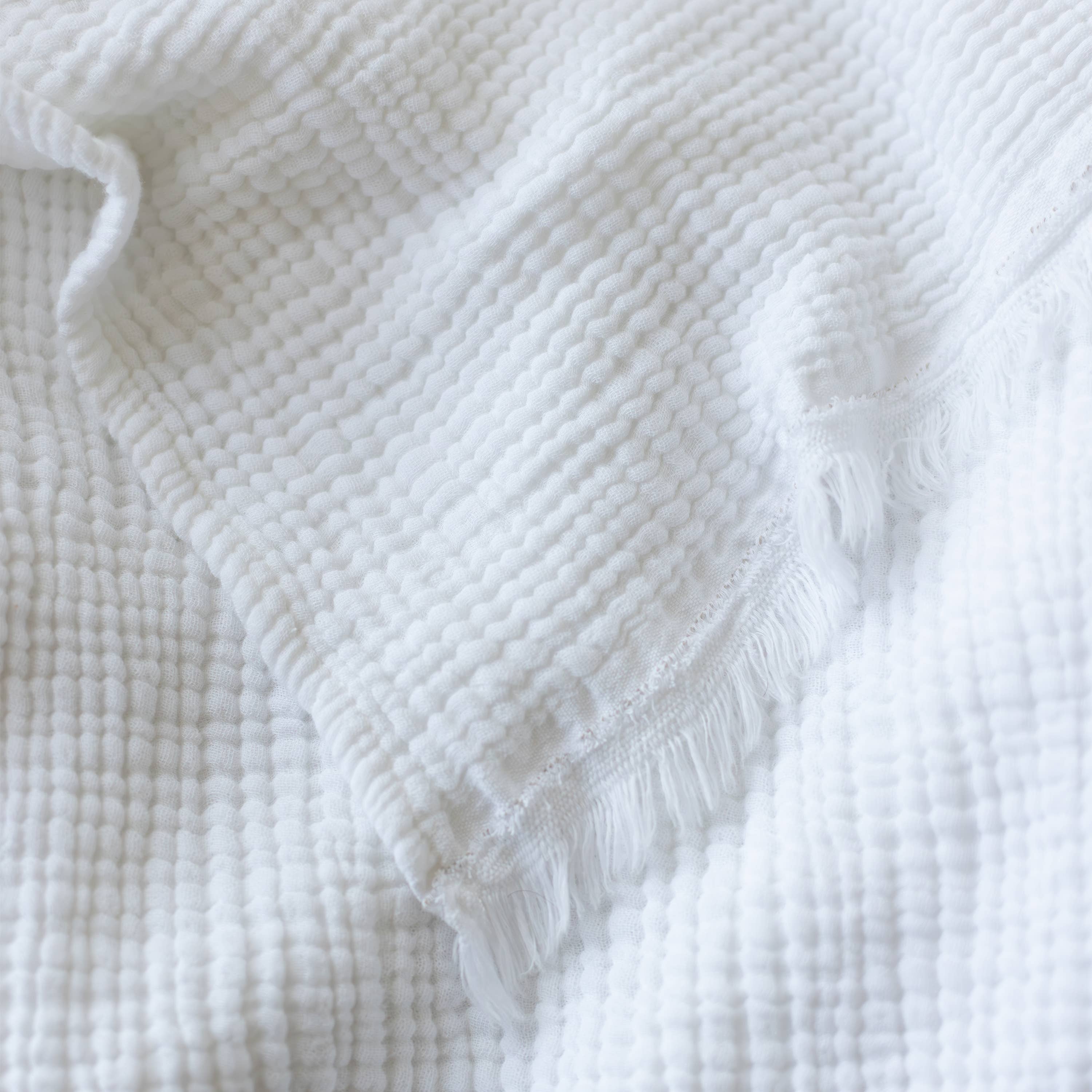 Vivamaison - Vente Plaids - Couvre-lit en mousseline frangé 100 % coton doux, 4 couches premium21