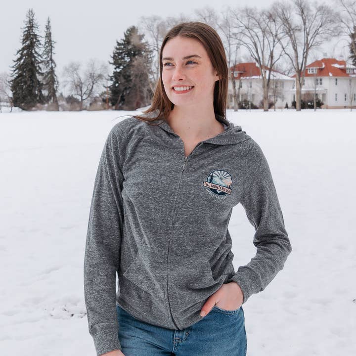 TMW Full Zip Hoodie in Charcoal Heather for wholesale by The Montana Way