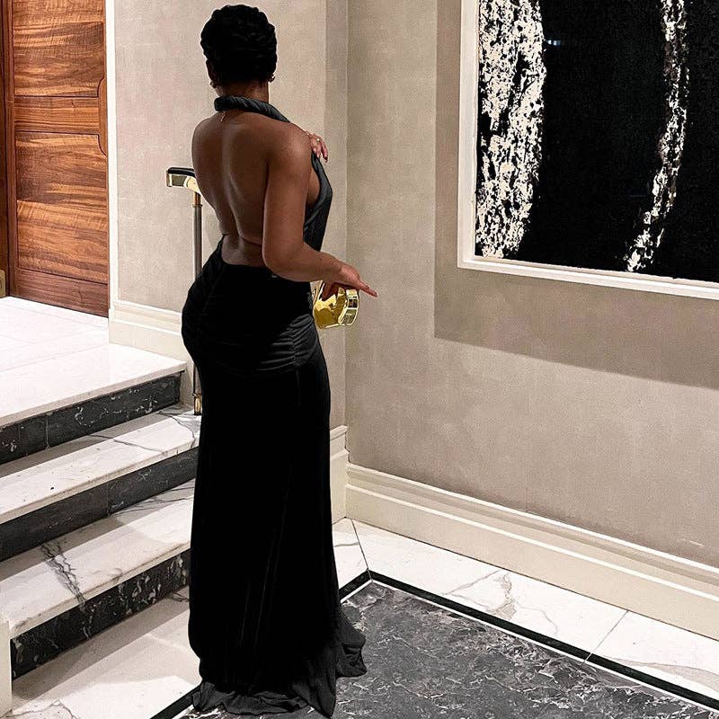 Marayn – wholesale Dress – Women's – Sultry Fall Dress Deep V Backless and Chic1