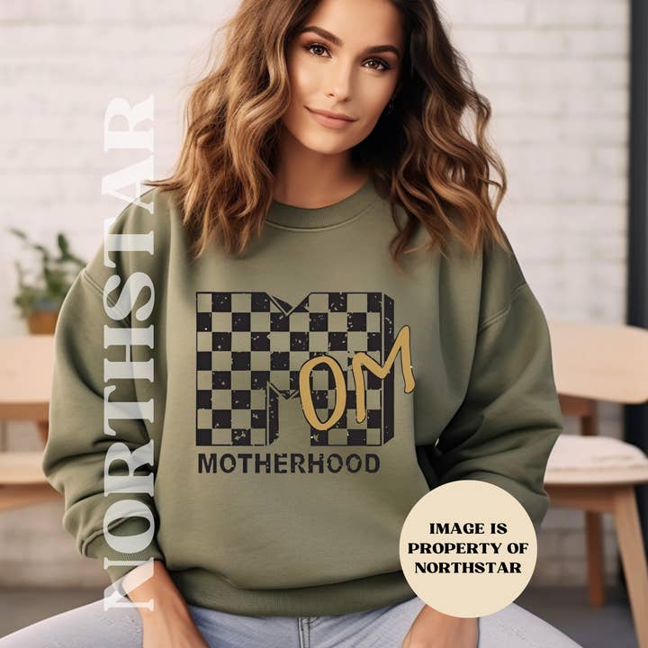 MTV Mom sweatshirt met ruitjesprint - Militair groen voor wholesale door Northstar