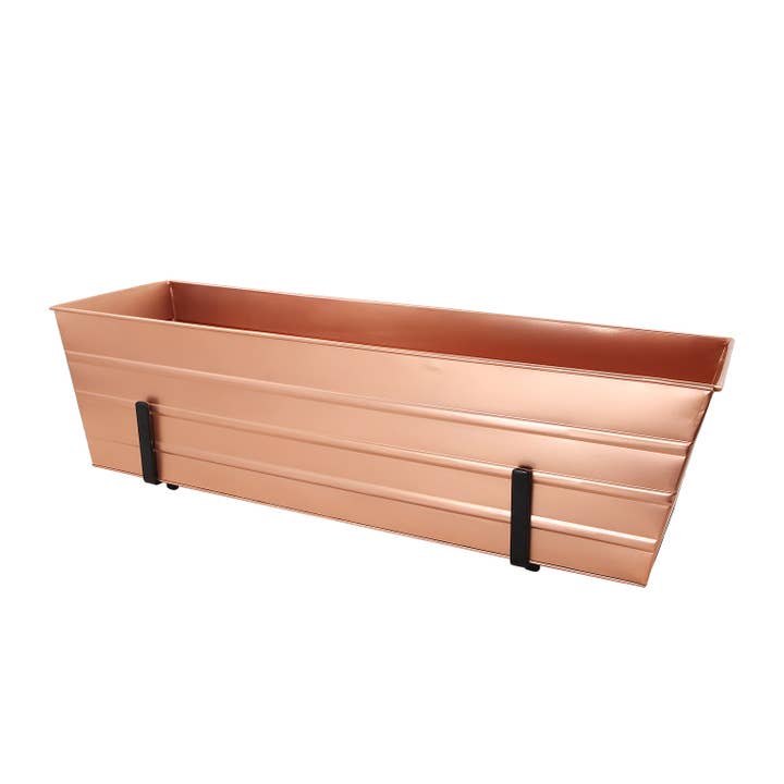ACHLA Designs - Wholesale Planter Box - Large Copper Flower Box- 2x6 Railing Brackets2