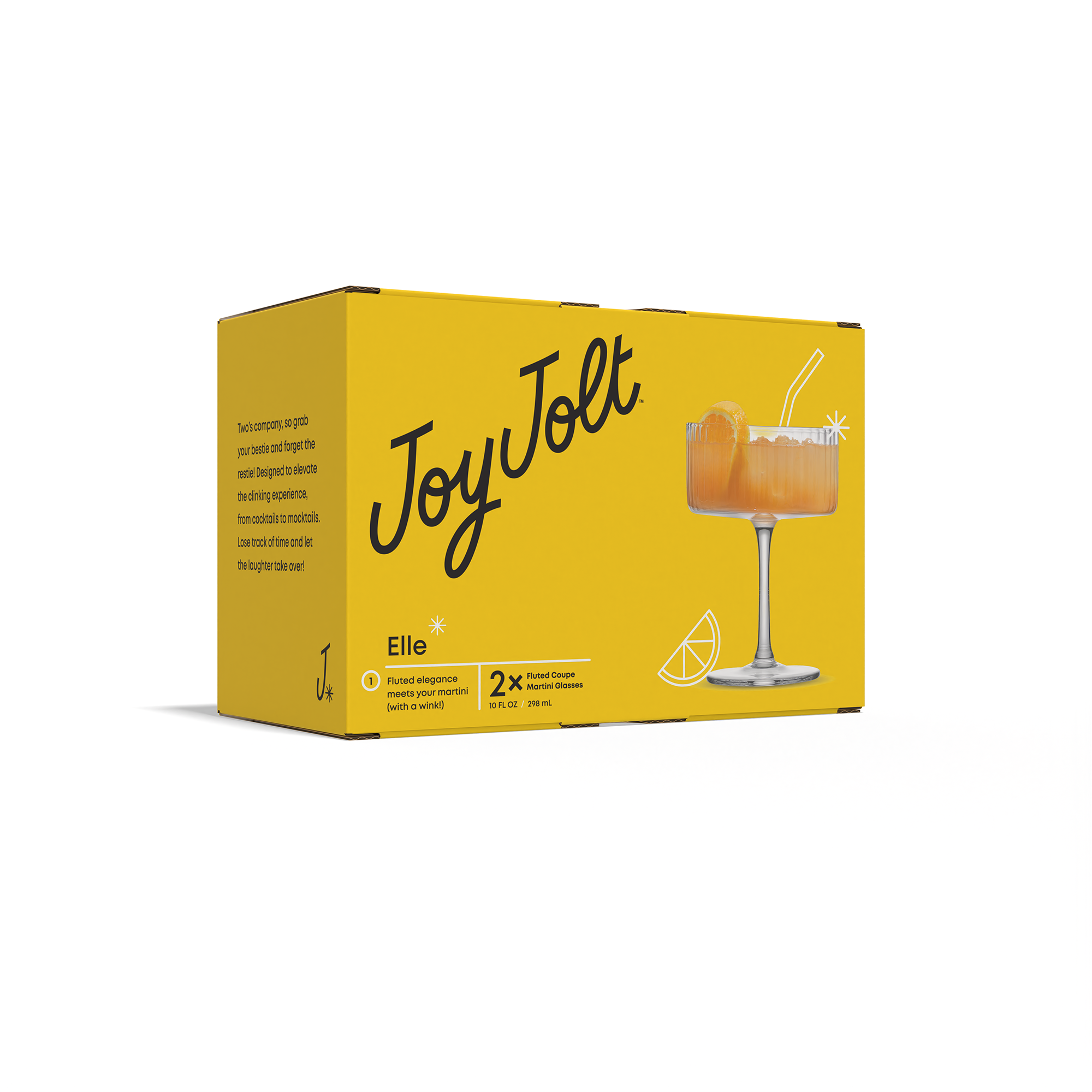 JoyJolt - Wholesale Cocktail/Liquor Glass - JoyJolt Elle Fluted Cylinder Martini Coupe Glass - Set of 28
