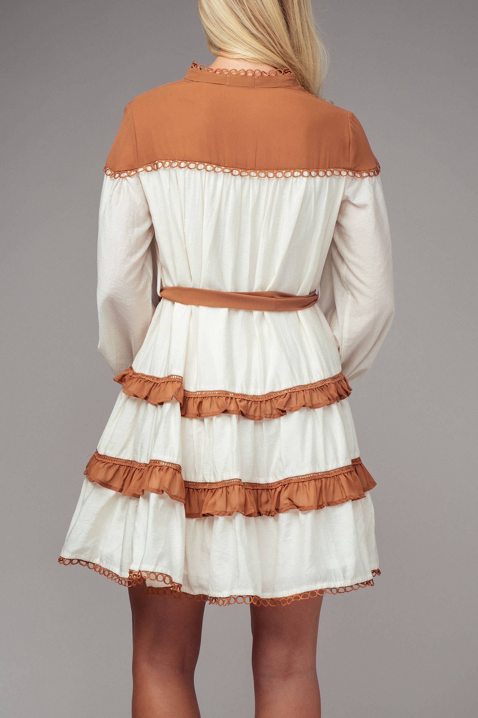 Urban Daizy - Wholesale Dress - Women's - Contrast Trim Renaissance Tiered Mini Dress2