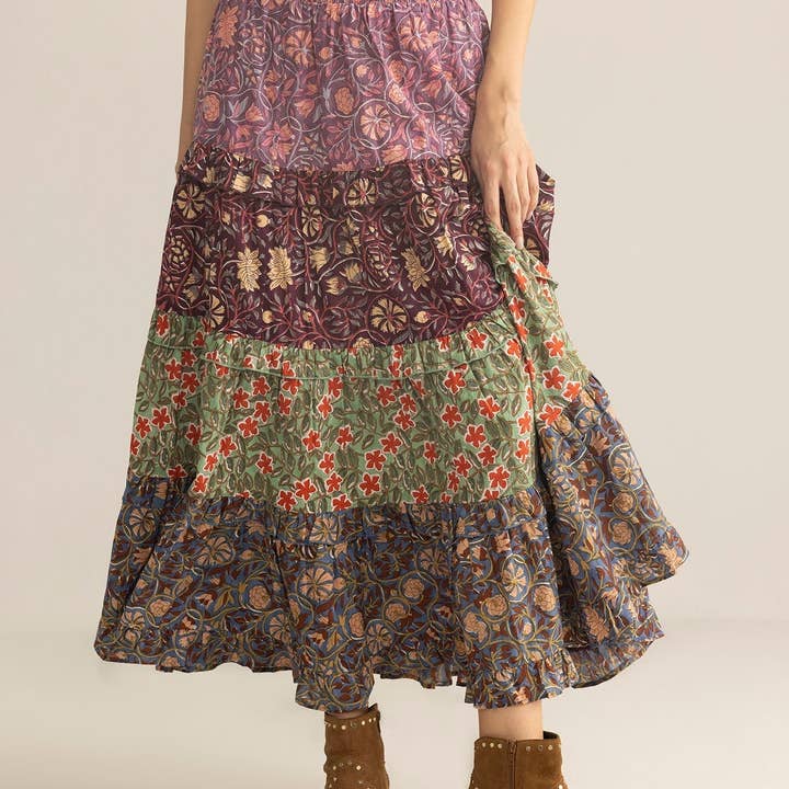 Kismet Patchplay Skirt in Mix-Match Print for wholesale by Myra Bag