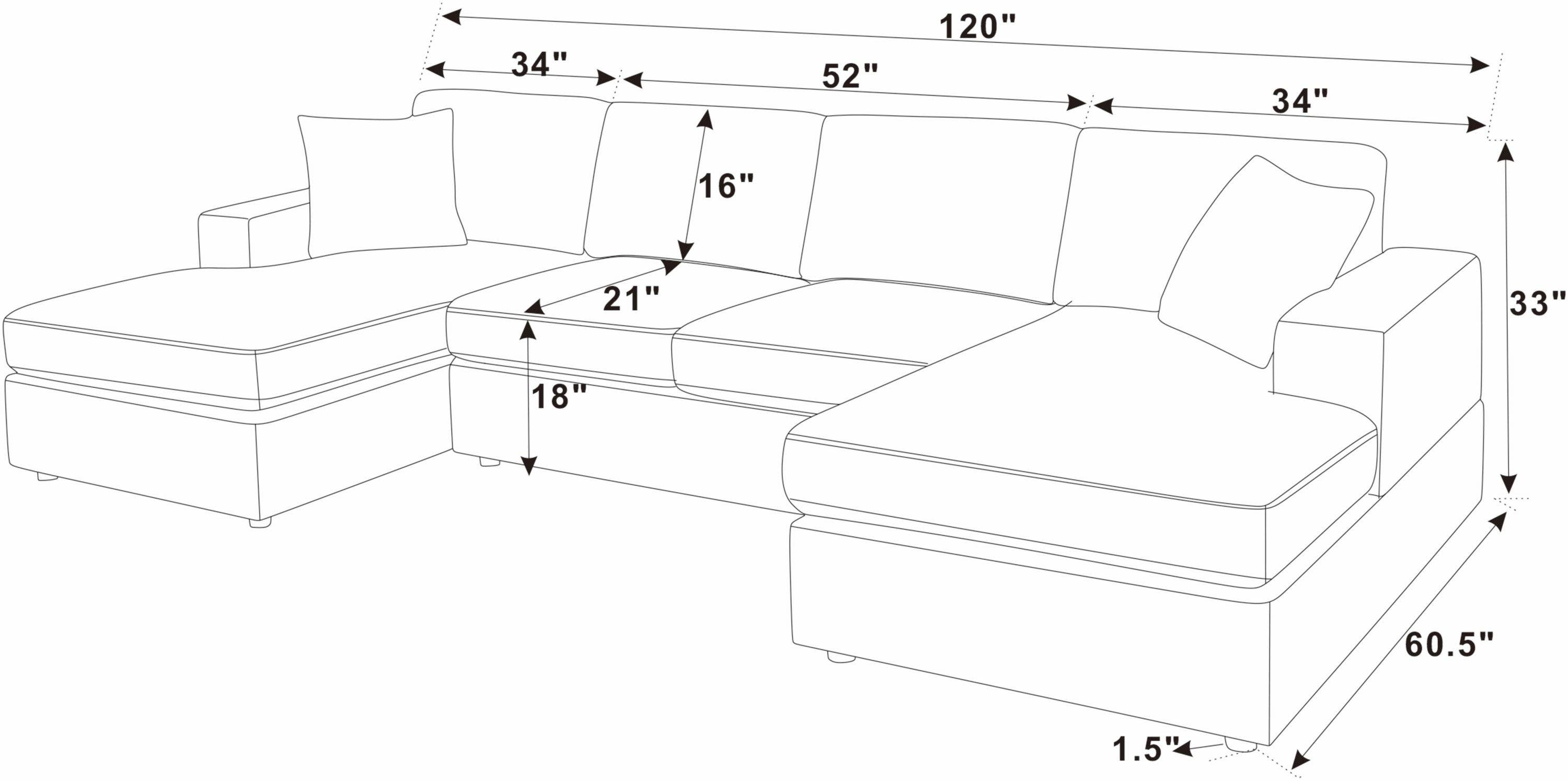 39F Inc. - Wholesale Sofa - 3-Piece Green Corduroy Double-Chaise Sectional Sofa7
