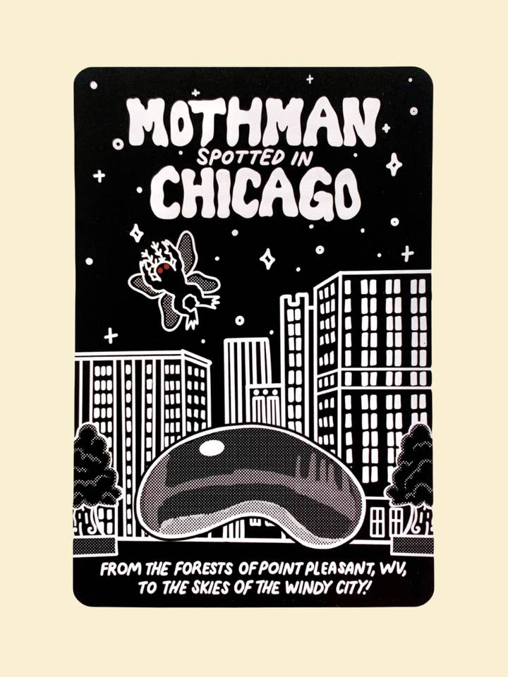 Mothman Spotted in Chicago Postcard for wholesale by I Felt It Too