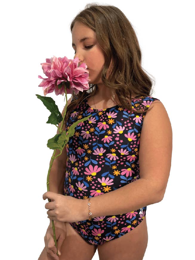 Justaucorps de gymnastique Groovy Garden Foxy pour la vente par Foxy's Leotards