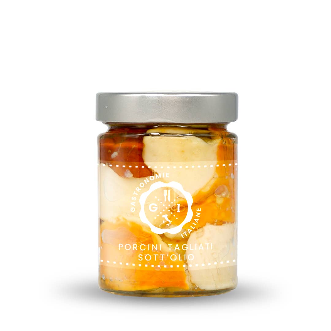 Gastronomie Italiane - Wholesale Pickled Vegetables - White porcini mushrooms sliced WITHOUT VINEGAR in olive oil 314 ml