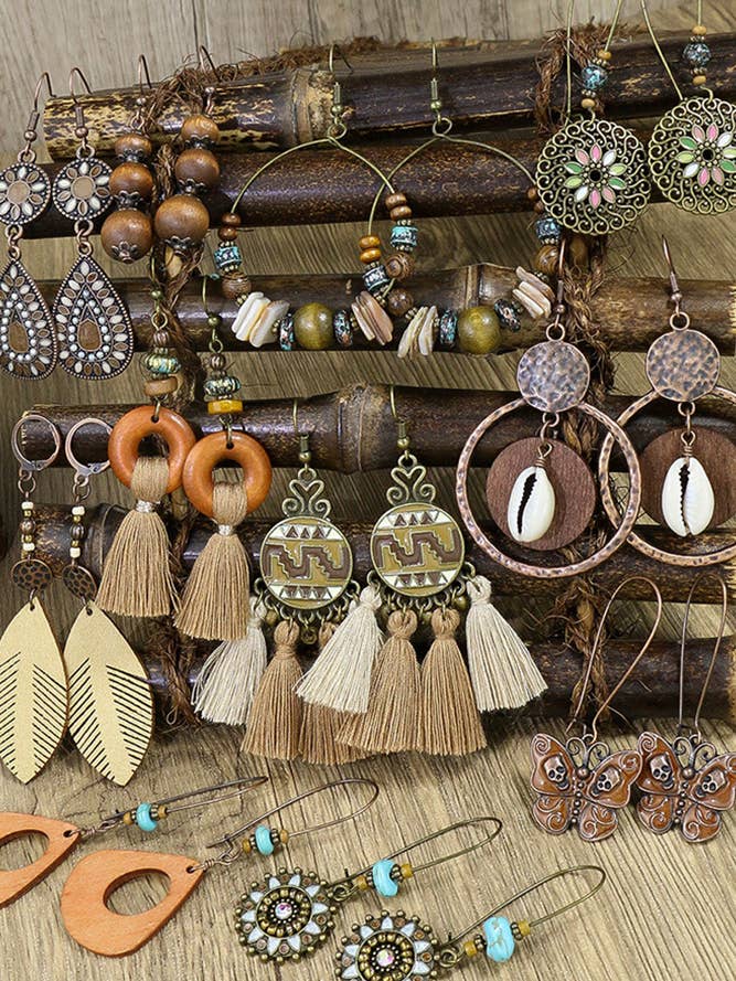 Bohemian Hollow Out Tassel Western Earrings MOQ 5pcs HH012 for wholesale by UNISHE