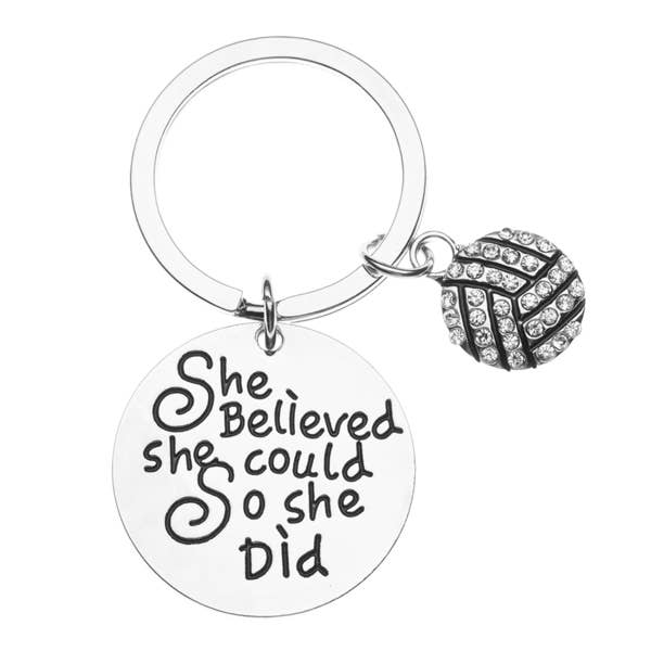 Sportybella - Wholesale Keychain - Women's - Volleyball Rhinestone Keychain - She Believed She Could So She Did