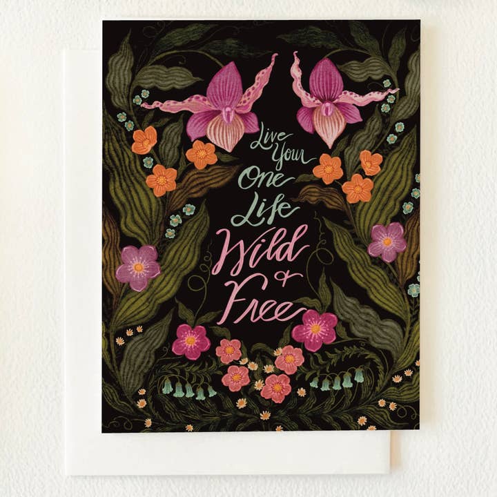 One Life Wild & Free Blank Greeting Card for wholesale by Folk Meadow