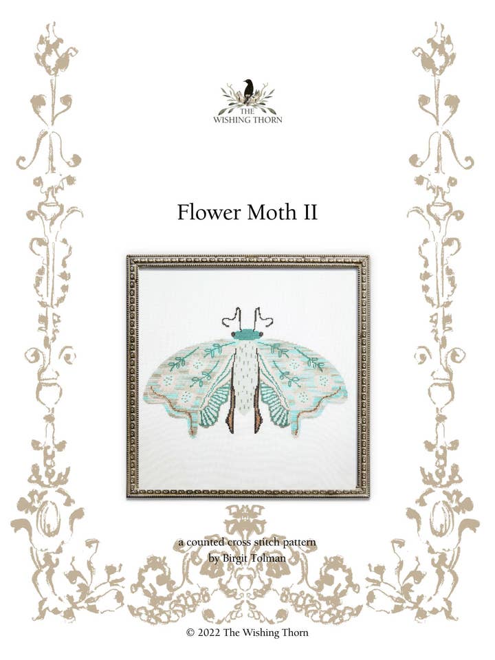 Flower Moth II Cross Stitch Pattern for wholesale by The Wishing Thorn