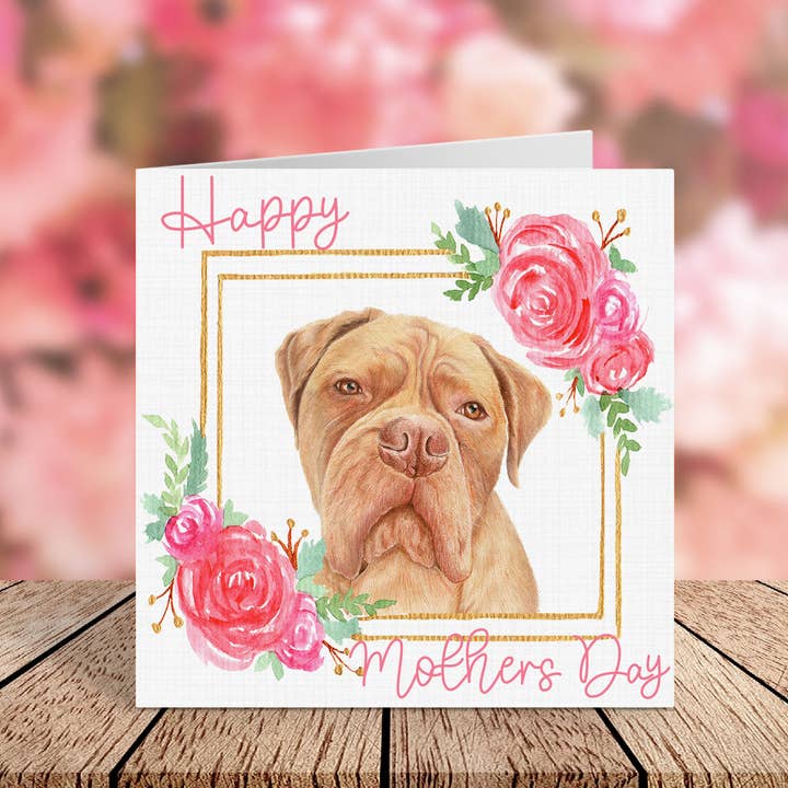 Dogue De Bordeaux Mothers Day Card for wholesale by Cloud Jellybean Art