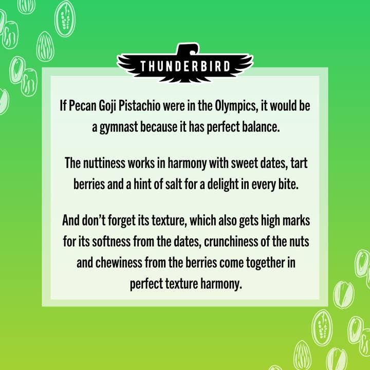 Thunderbird Real Food Bars - Wholesale Snack Bar - Pecan Goji Pistachio - Box of 12 Bars2