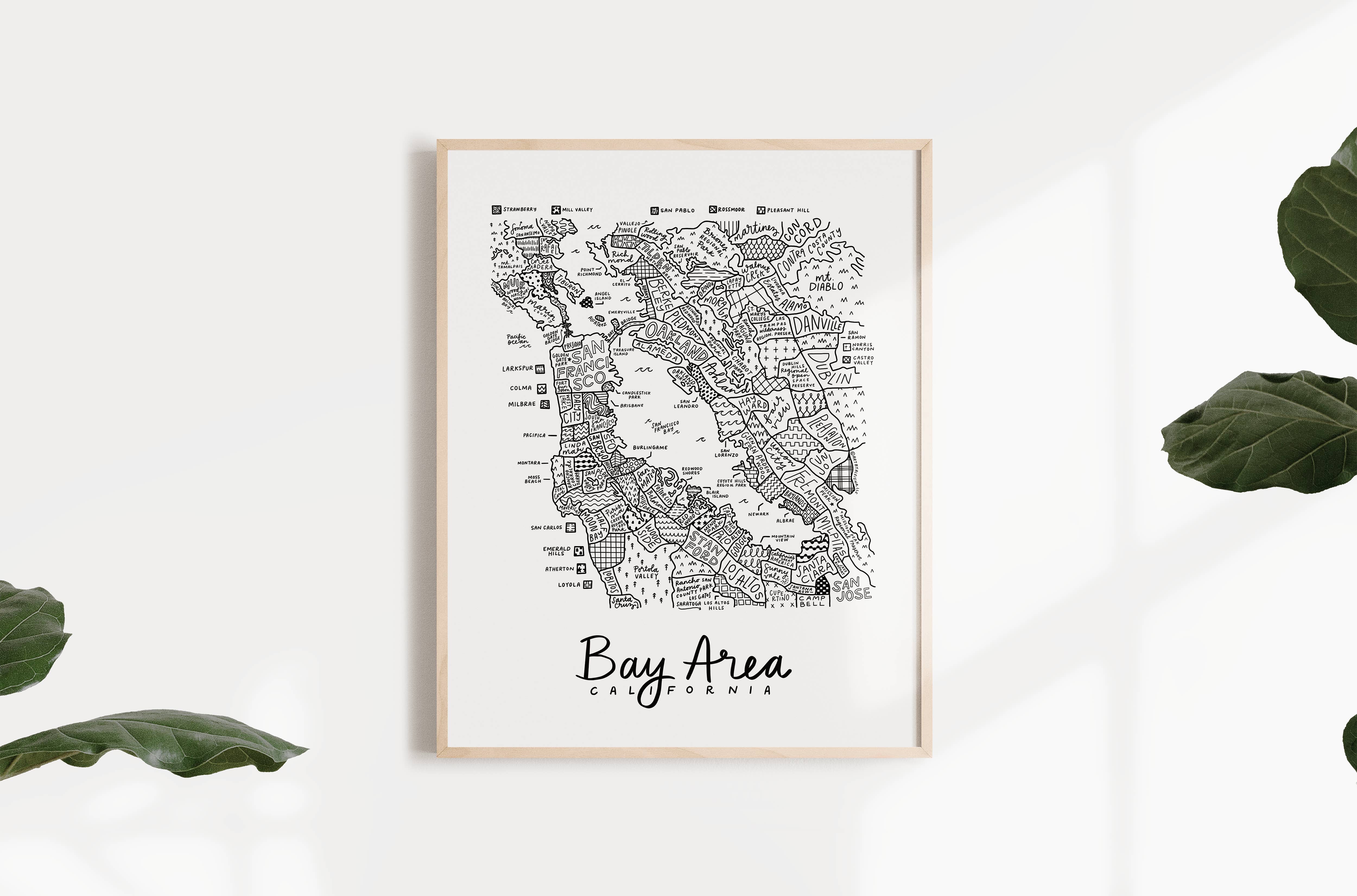 By Aleisha - Wholesale Art Print - Bay Area (San Francisco) Map Print