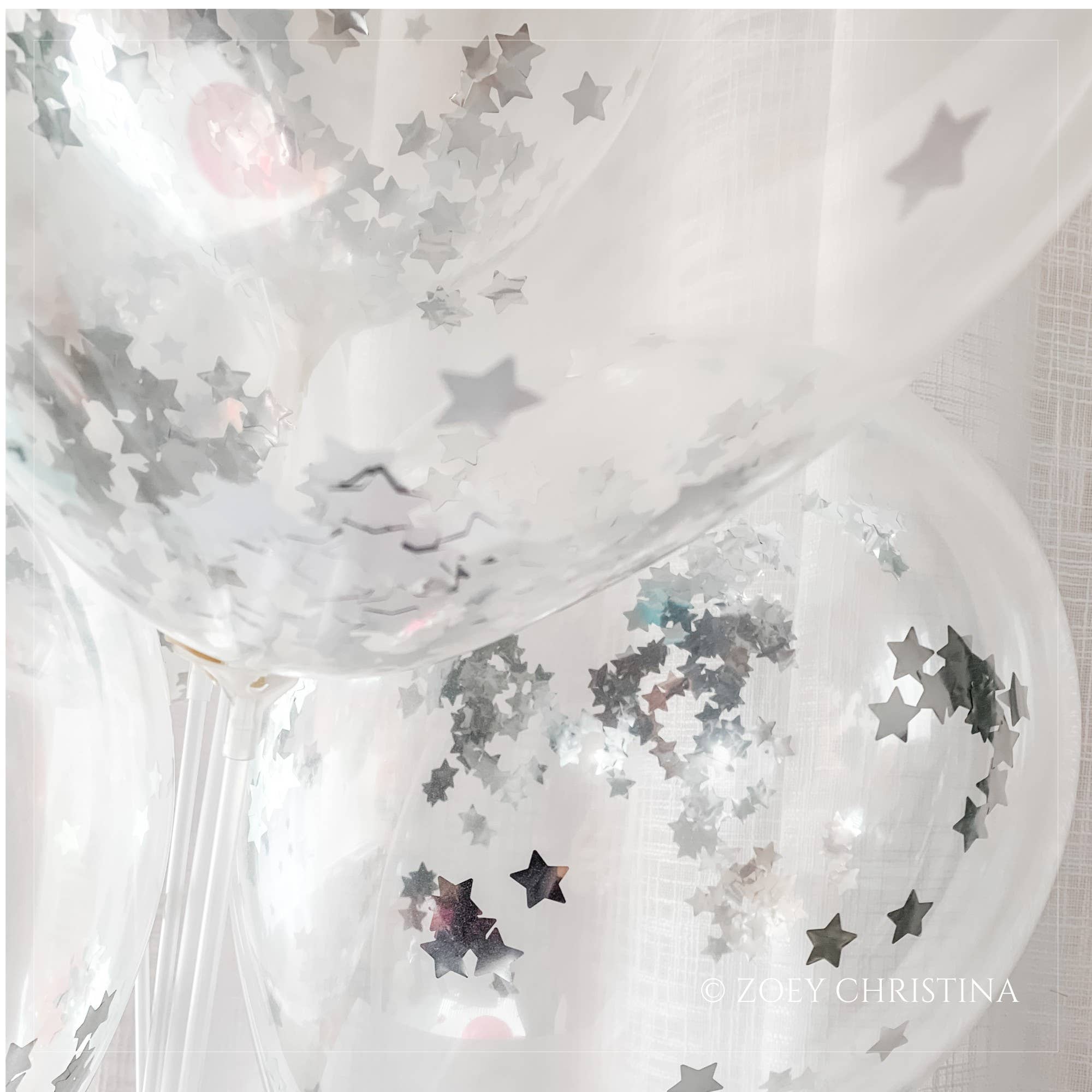 Zoey Christina - Vente Ballon - Ballon en latex rempli de confettis étoiles argentées | Lot de 252