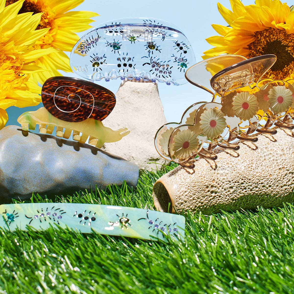 WINONA IRENE - Venta al por mayor Horquilla para el pelo - Mujer - Pinza de pelo pequeña con forma de caracol de jardín en acetato amarillo y ámbar7