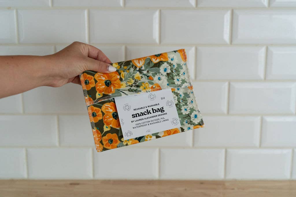 Lauren Alexander Designs - Vente Sachet de conservation/film alimentaire - Sac réutilisable pour collation/sandwich - Jours dorés0
