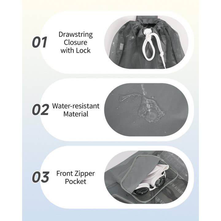 wandf - Wholesale Beach Bag - Mesh Drawstring Bag Swim Bag Quick-Dry Shoulder Strap26