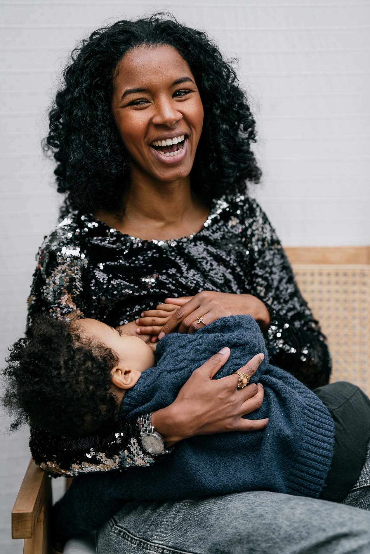 Black Night Fever Mama Sequin Nursing Top for wholesale on Faire1