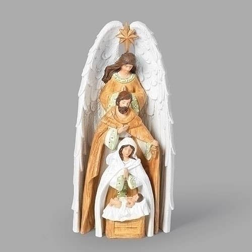 Roman - Wholesale Nativity Scene Decor - 10"H 4 Piece Set Nesting Nativity with Mistletoe Pattern