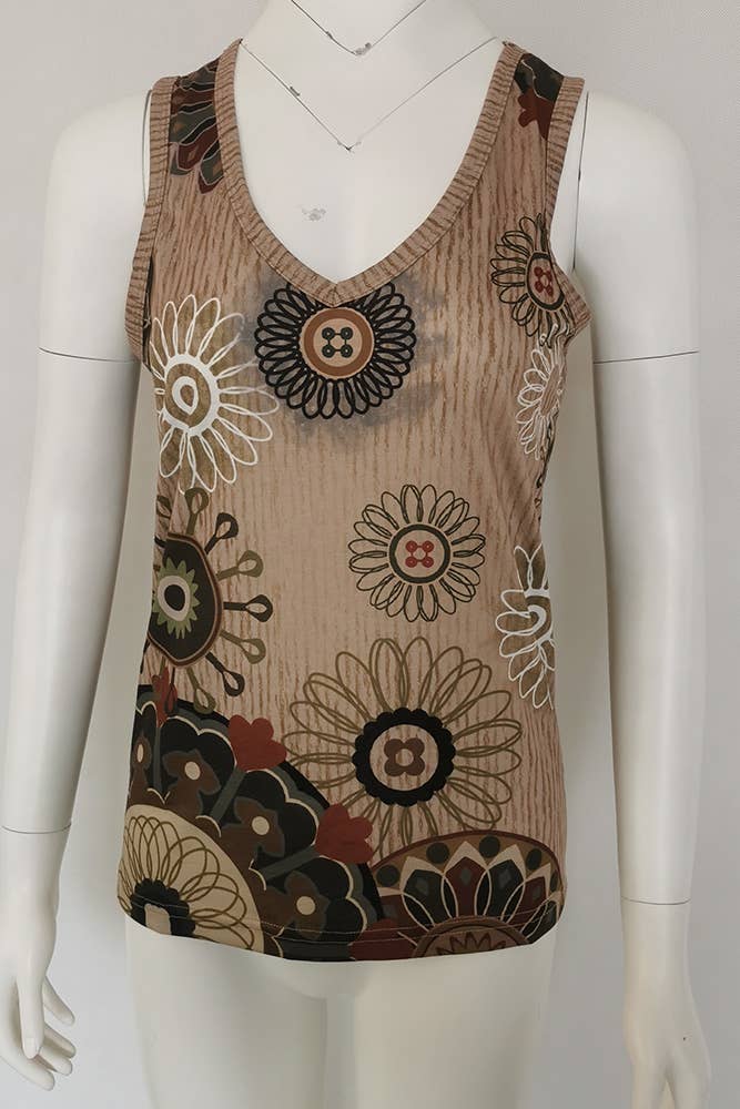 UNISHE - Wholesale Tank Top - Women's - Ethnic Pattern V Neck Tank Top ZZKF8667