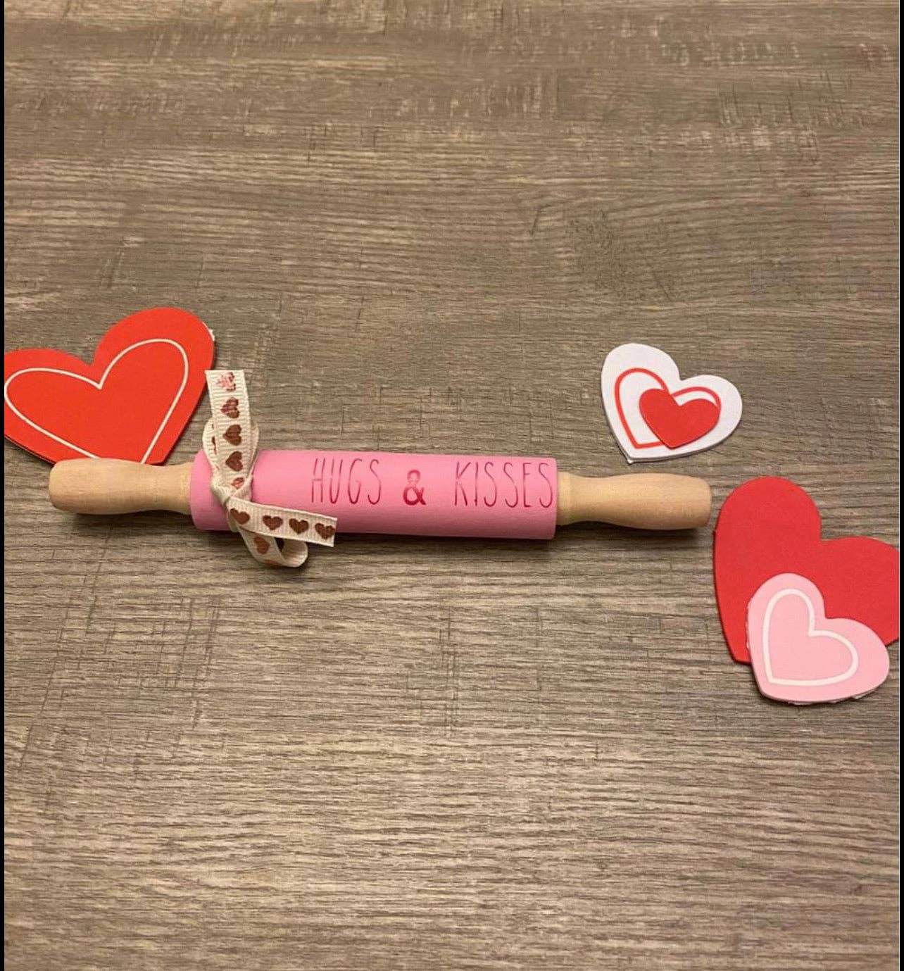 AH Designs 15 - Wholesale Decorative Tabletop Object - 7” Mini Valentine’s Rolling Pin, Farmhouse decor2