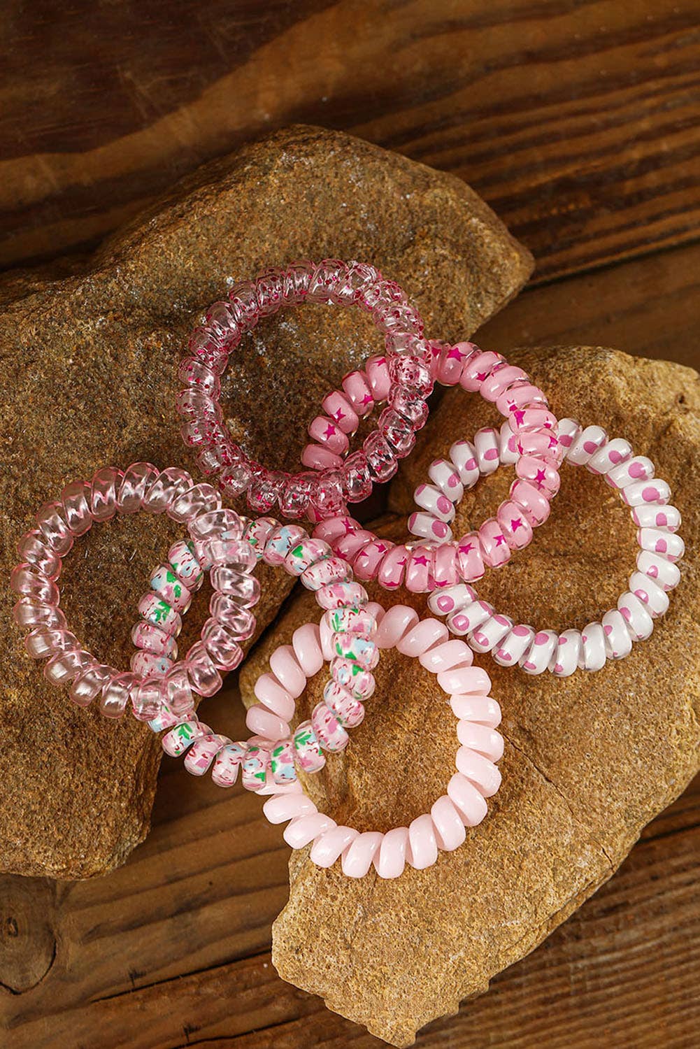 1 the Woman - Wholesale Hair Tie - Cute Gradient Starry Dotty Coil Wire Hair Tie Set5