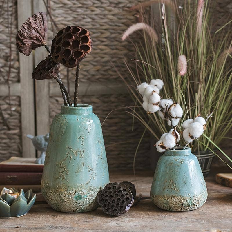 Rustic Reach - Wholesale Vase - Turquoise Ceramic Vase1