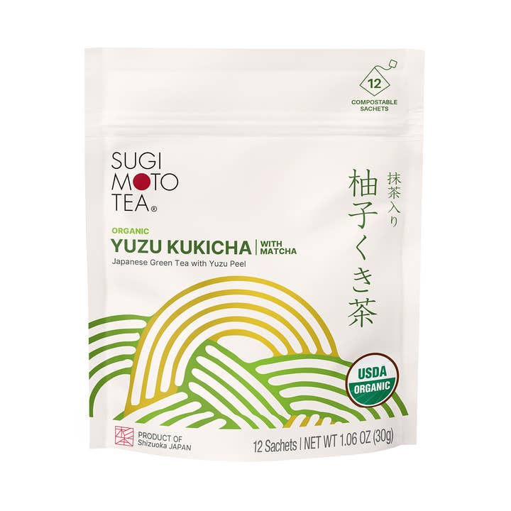 Organic Yuzu Kukicha (Stem Tea) with Matcha Sachet Tea Bags for wholesale by Sugimoto Tea Company