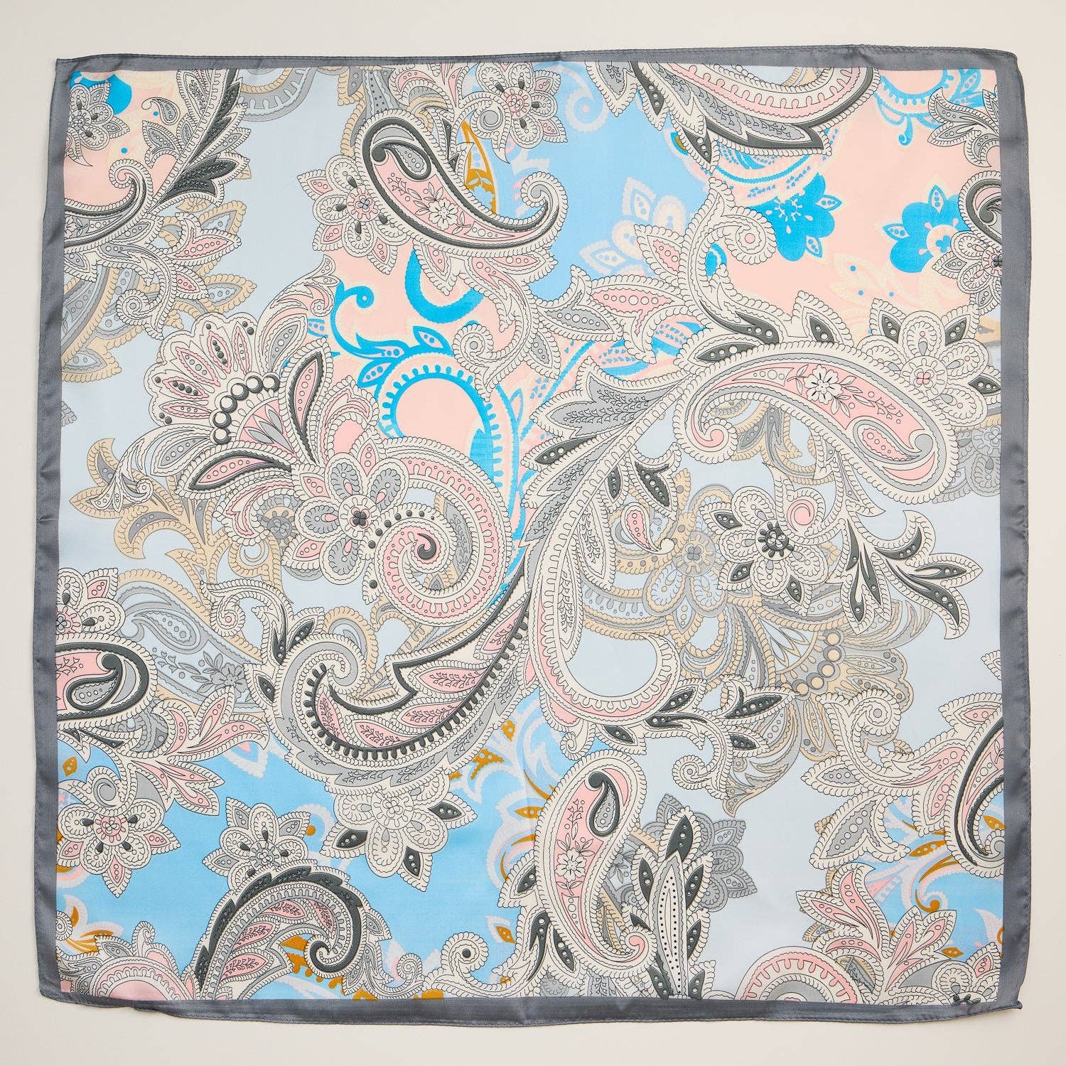 Pink Elegant Paisley Floral Silk-Feel Square Scarf for wholesale on Faire1