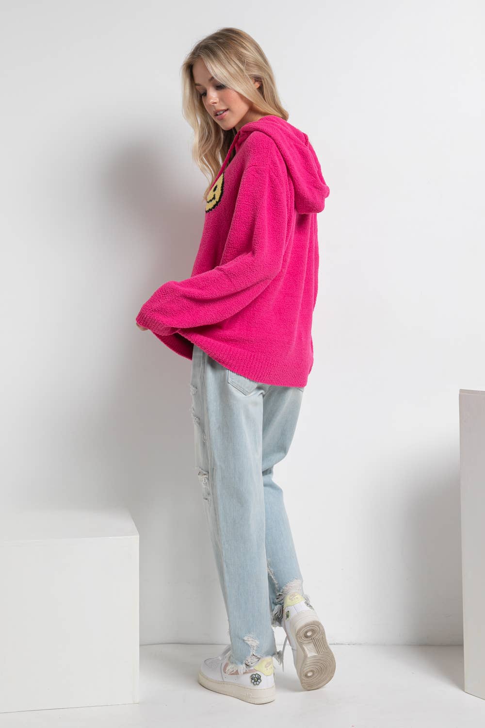 Blue B - Wholesale Hoodie - Women's - 17376W - Fuzzy Cozy Hooded Smiley Sweater11