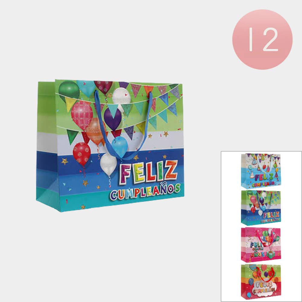 Sensibling Corp. – Saco de presente por atacado – 12PCS - Sacos Presente Impressos Feliz Cumpleanos Message