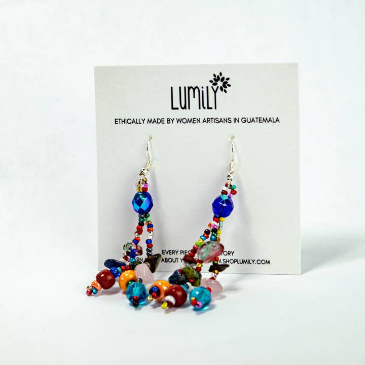 Luzy Seed Bead Dangly Earrings - Guatemala for wholesale by Lumily