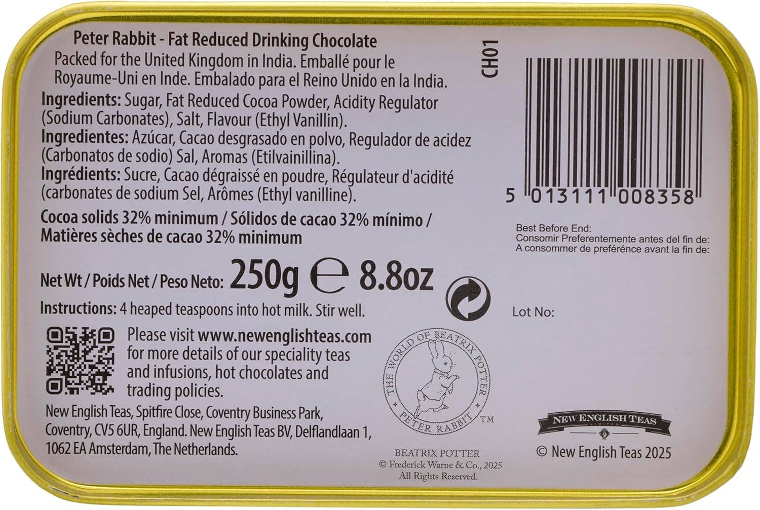 mOrganics Beauty – wholesale Hot cocoa mix/kit – Beatrix Potter Hot Chocolate 250g3