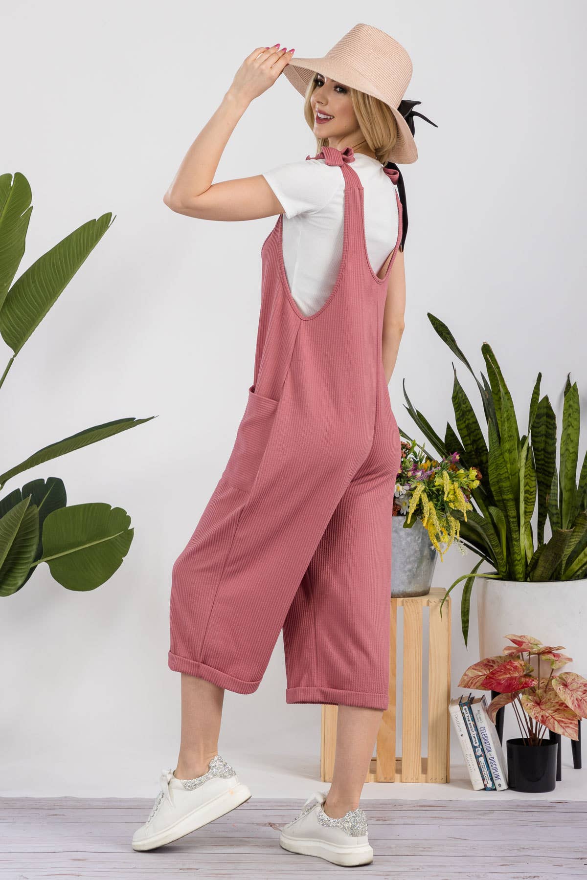 Celeste Clothing – Engroshandel Jumpsuit - Dame – CASUAL RIB CAPRI JUMPSUIT MED LOMMER -CP3387310