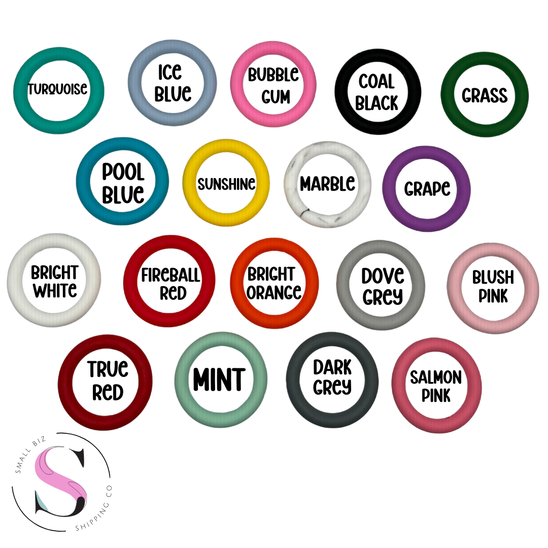 Small Biz Shipping Co - Wholesale Band/Stacked Ring - 65mm Solid Color Round Ring - Silicone Focal Beads Accessory0