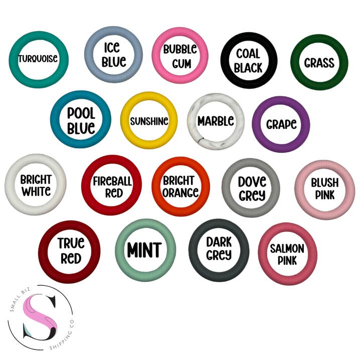 Small Biz Shipping Co - Wholesale Band/Stacked Ring - 65mm Solid Color Round Ring - Silicone Focal Beads Accessory